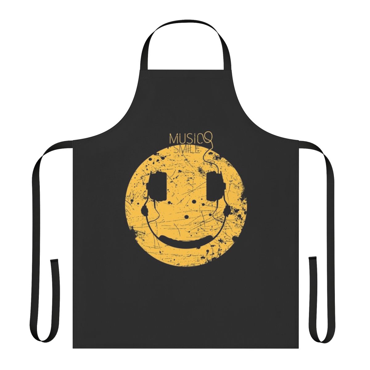 Colorful abstract music-themed kitchen apron with equalizer design
