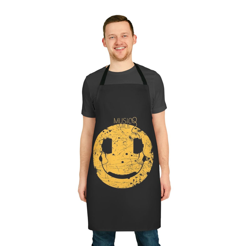 Colorful abstract music-themed kitchen apron with equalizer design