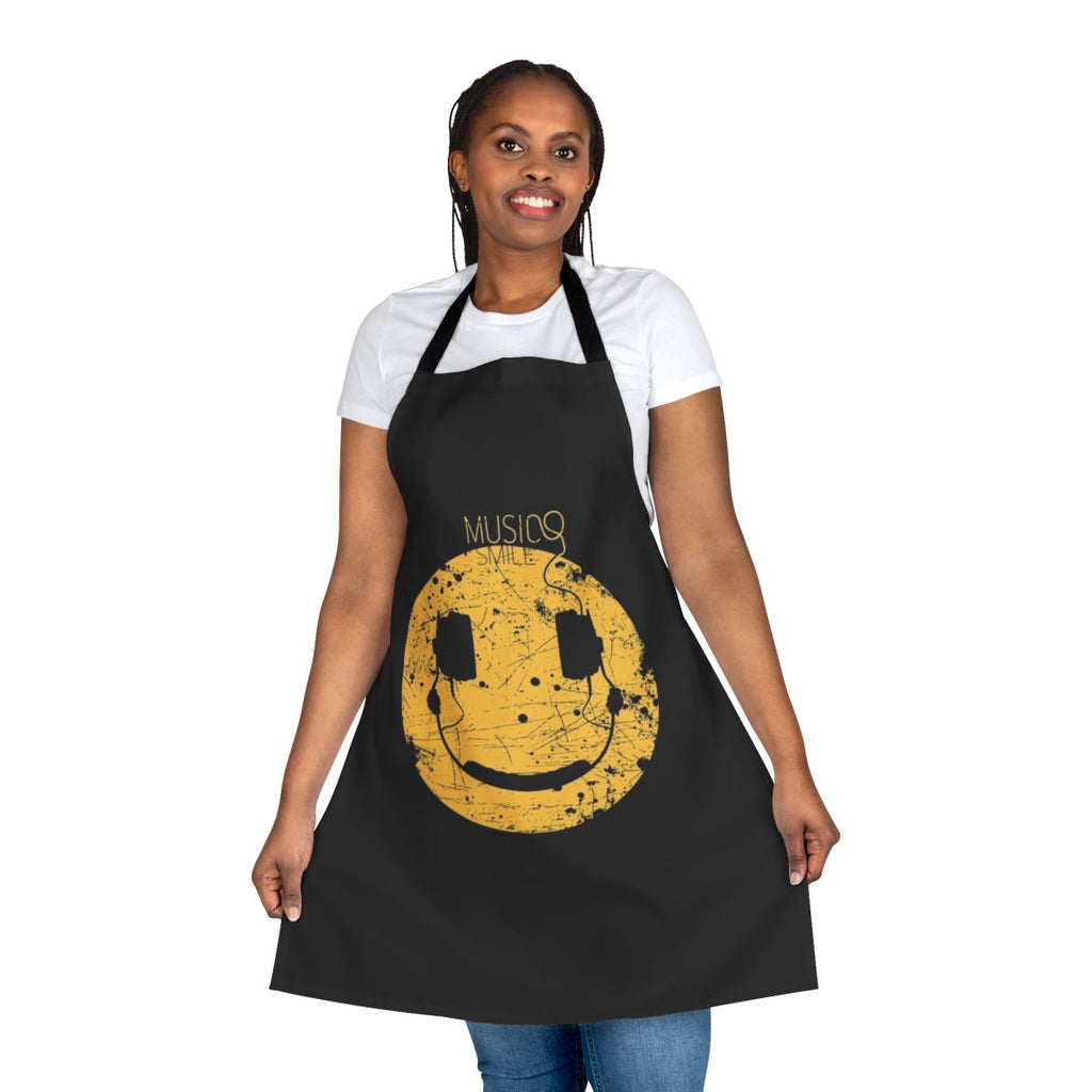 Colorful abstract music-themed kitchen apron with equalizer design