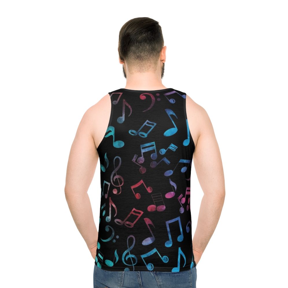 Colorful music notes watercolor pattern unisex tank top