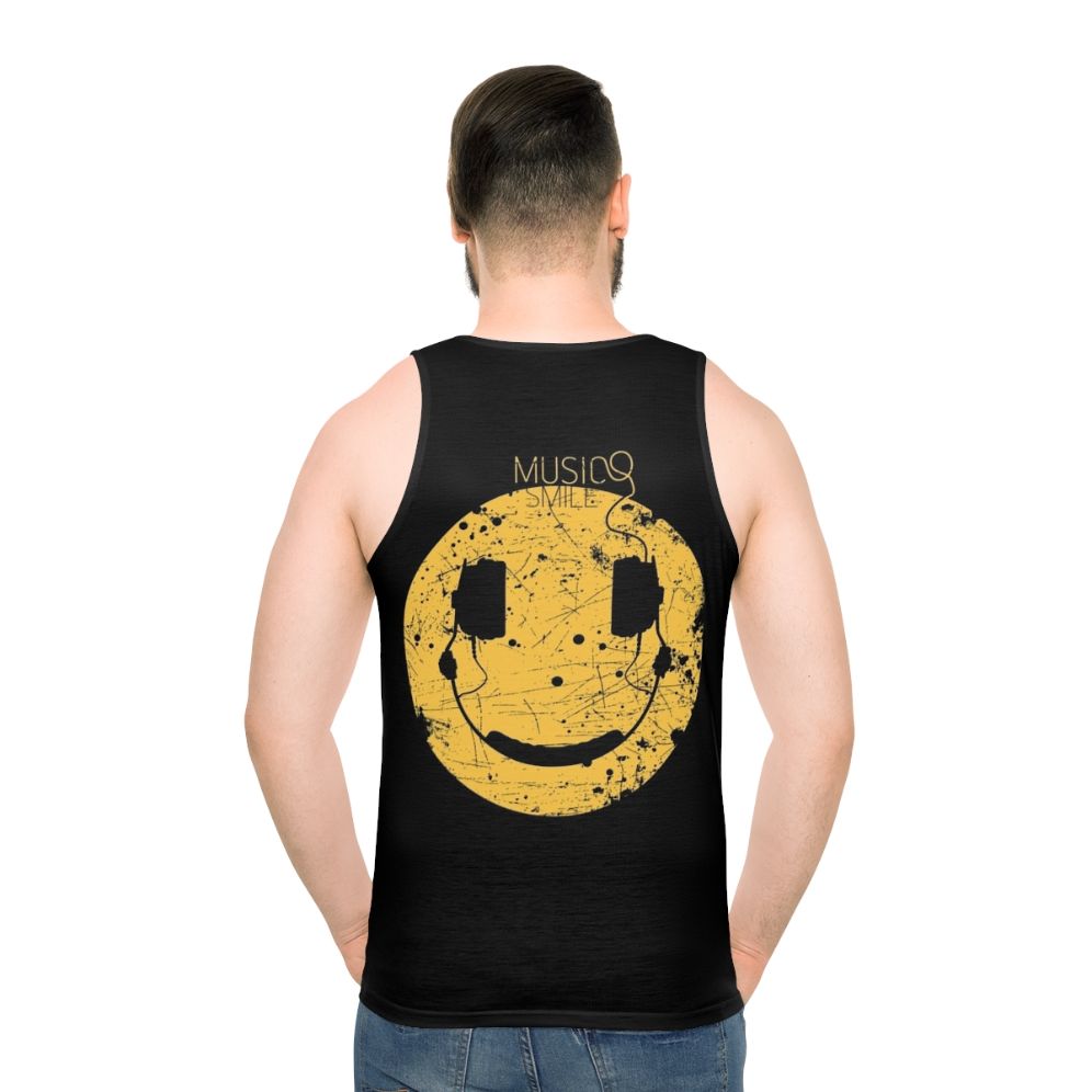 Unisex tank top with abstract music and smile design