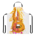 A vibrant apron featuring a watercolor-style electric guitar design, perfect for music-loving chefs and home cooks.