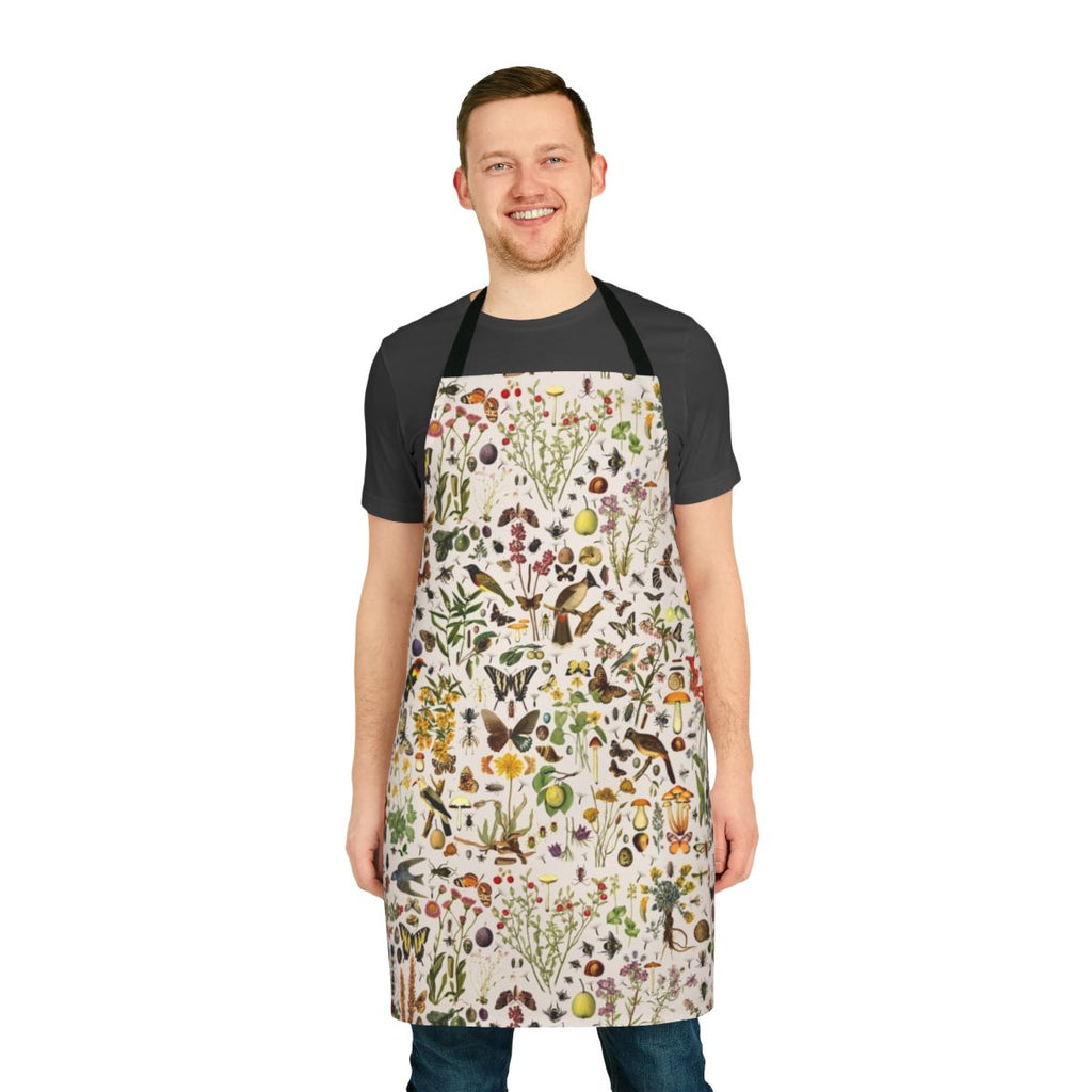 Apron featuring a seamless pattern of American plants, animals, and natural elements