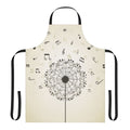 Vibrant dandelion pattern printed on a high-quality apron for music enthusiasts.