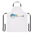 Colorful watercolor-effect apron featuring a silhouetted guitar design against a nature landscape.
