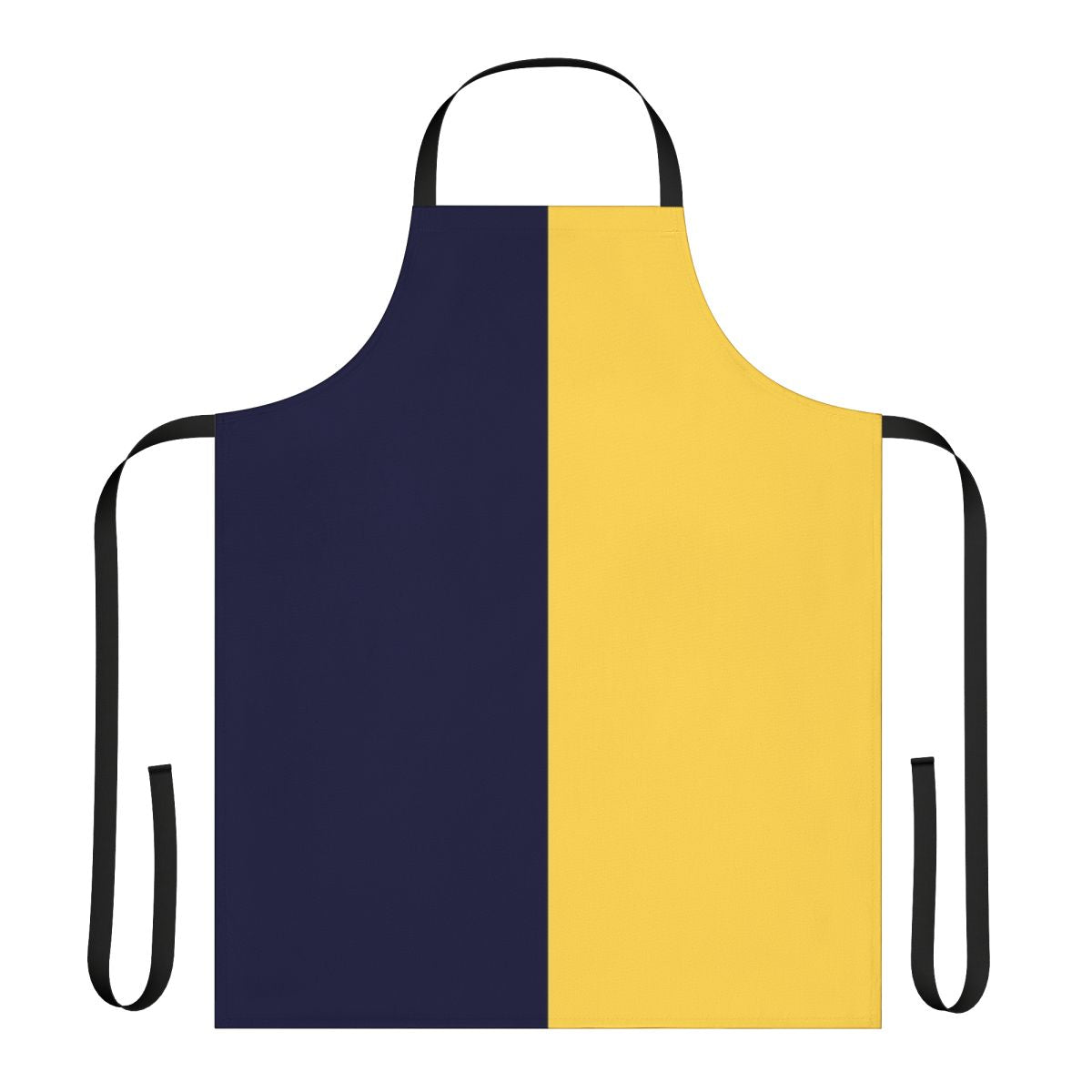 Navy blue and mustard yellow striped apron