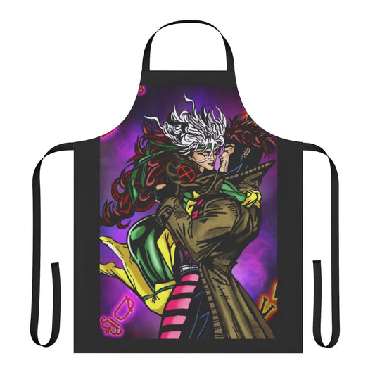 Colorful neon apron featuring Gambit and Rogue, the iconic X-Men power couple