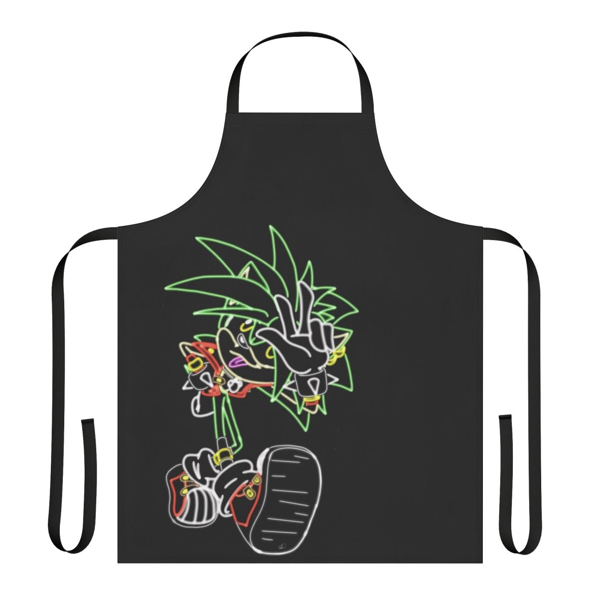 Neon-colored apron featuring Sonic the Hedgehog's brother Manic in a punk-inspired design