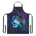 Neon lion design glowing on a black apron