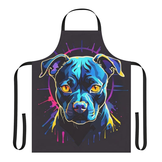 Colorful neon pitbull dog apron with a bright, vibrant design