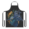 Apron with vibrant ocean-inspired design featuring an anatomical heart, octopus, and other marine elements