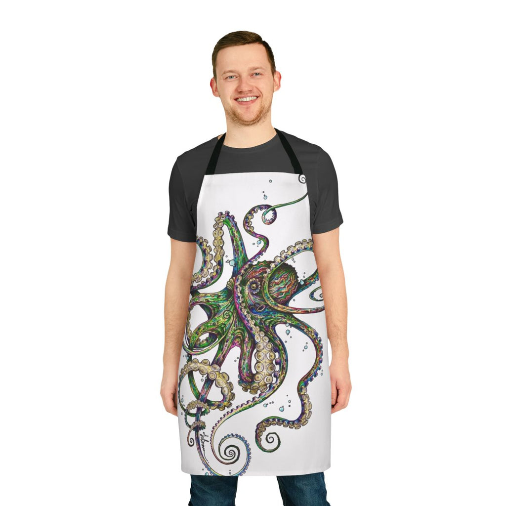Colorful psychedelic octopus design on an apron