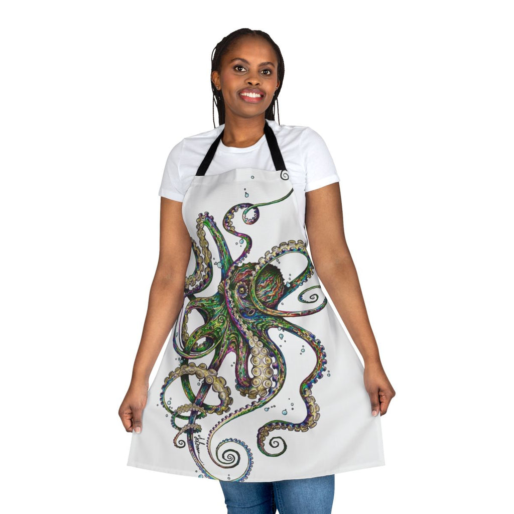 Colorful psychedelic octopus design on an apron