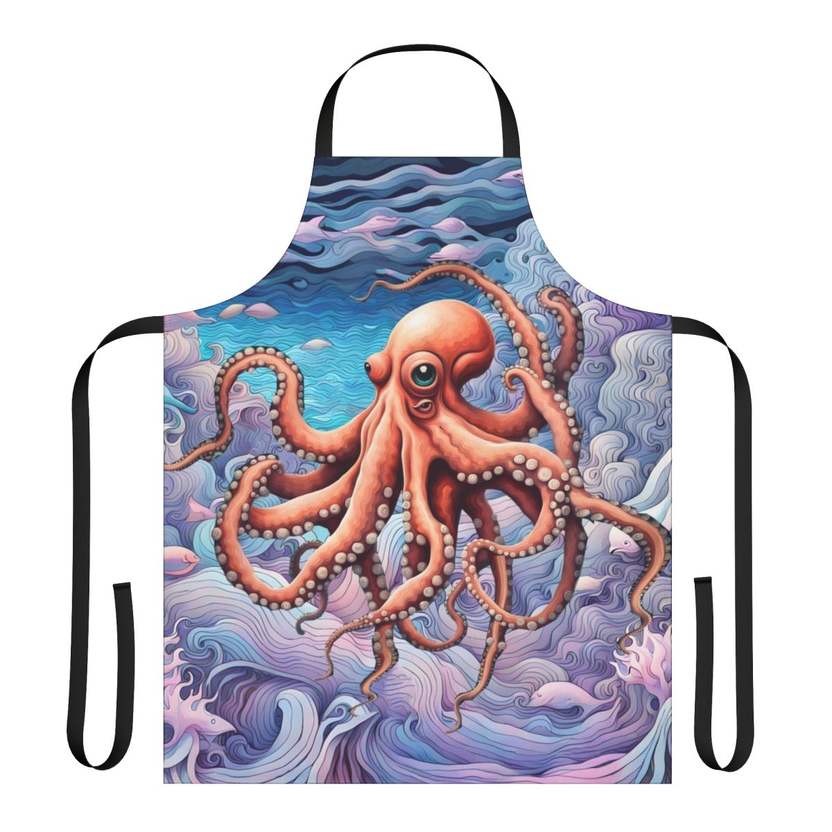 Colorful apron featuring a whimsical octopus design