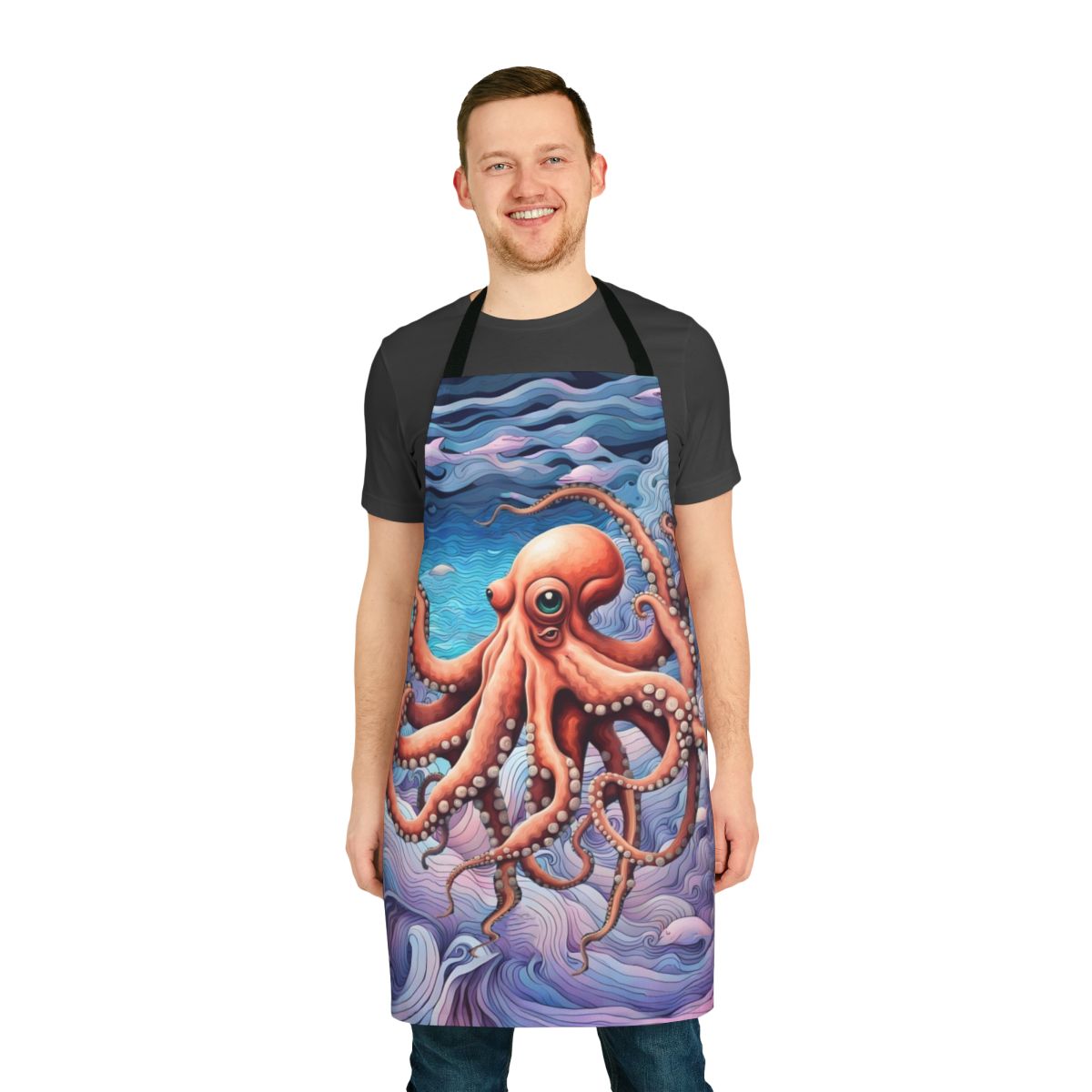 Colorful apron featuring a whimsical octopus design