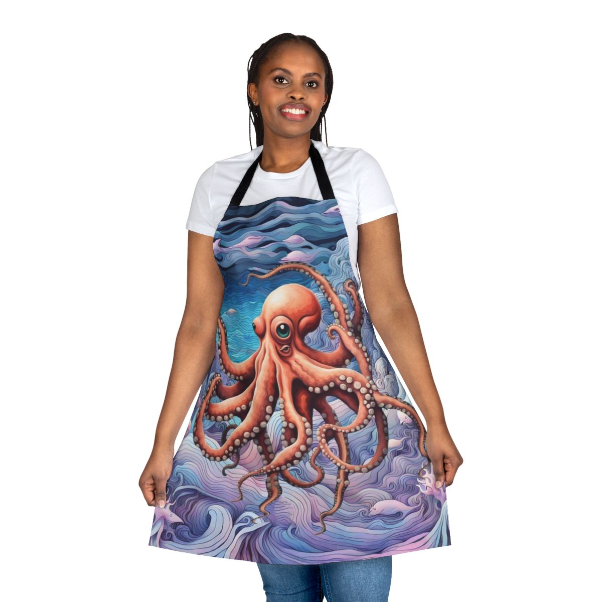 Colorful apron featuring a whimsical octopus design