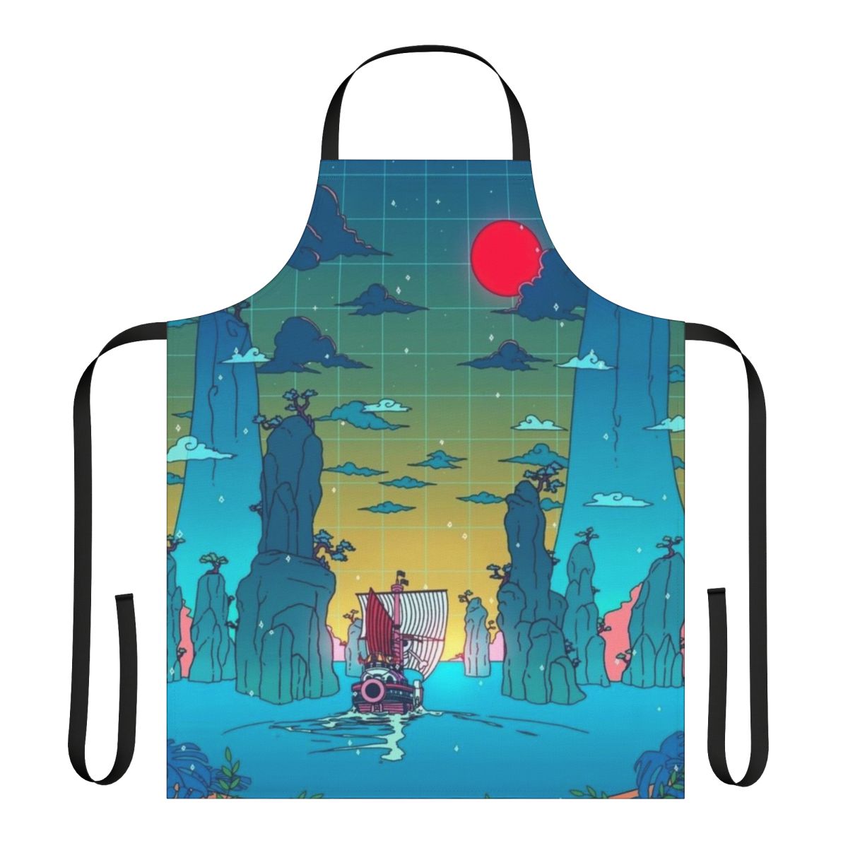 Colorful one piece inspired apron featuring the Sunny ship and sea motifs