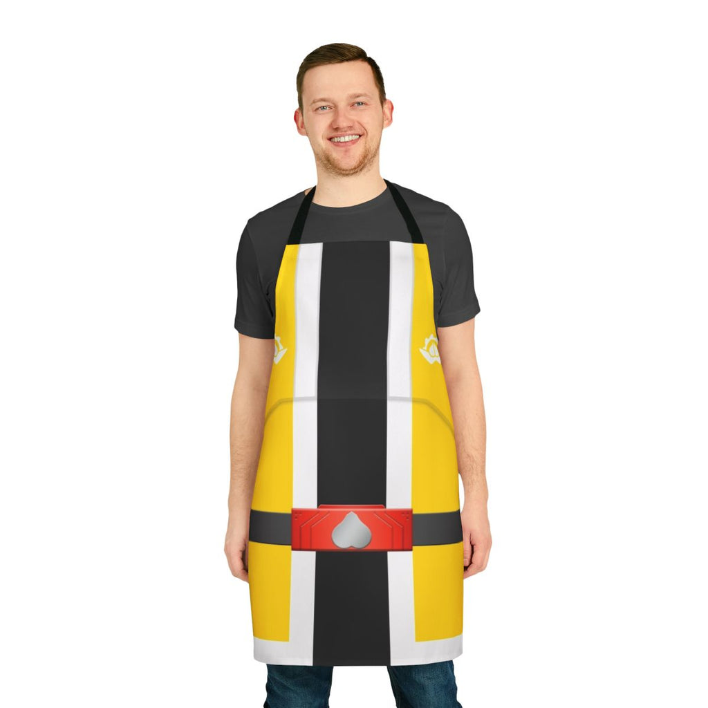 Onisister-themed apron featuring bold yellow and oni designs, perfect for Super Sentai fans