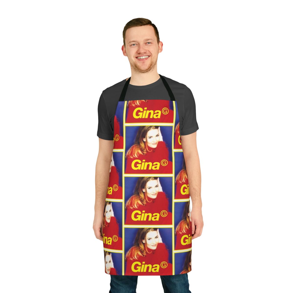 Colorful Ooh Aah apron celebrating Eurovision, LGBTQ+ pride, and 90s pop culture