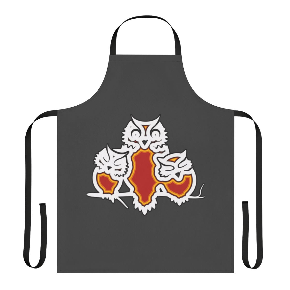 Vibrant, colorful apron featuring a abstract owl design - inspired by legendary animals and nature