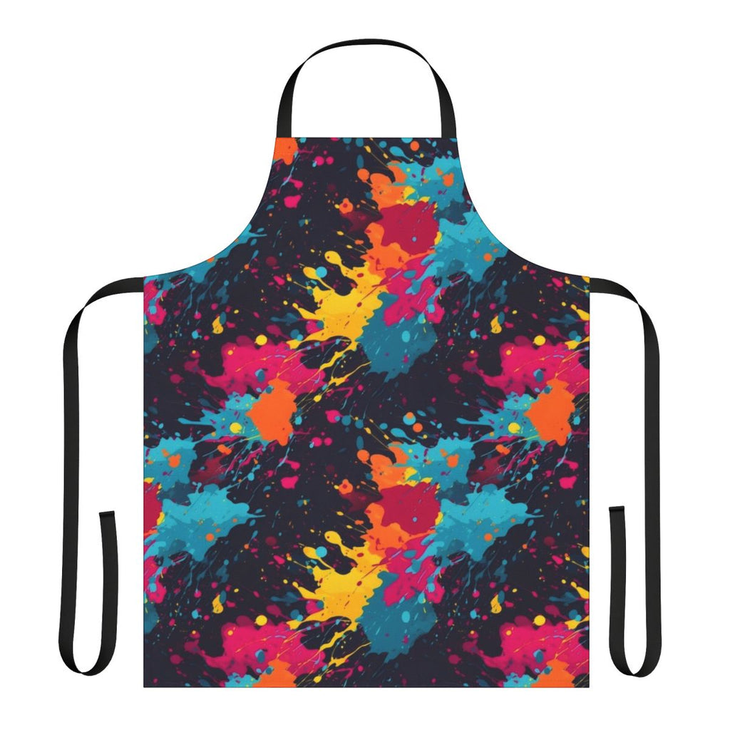 Colorful paint splatter design on a high-quality apron for the kitchen