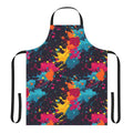 Colorful paint splatter design on a high-quality apron for the kitchen