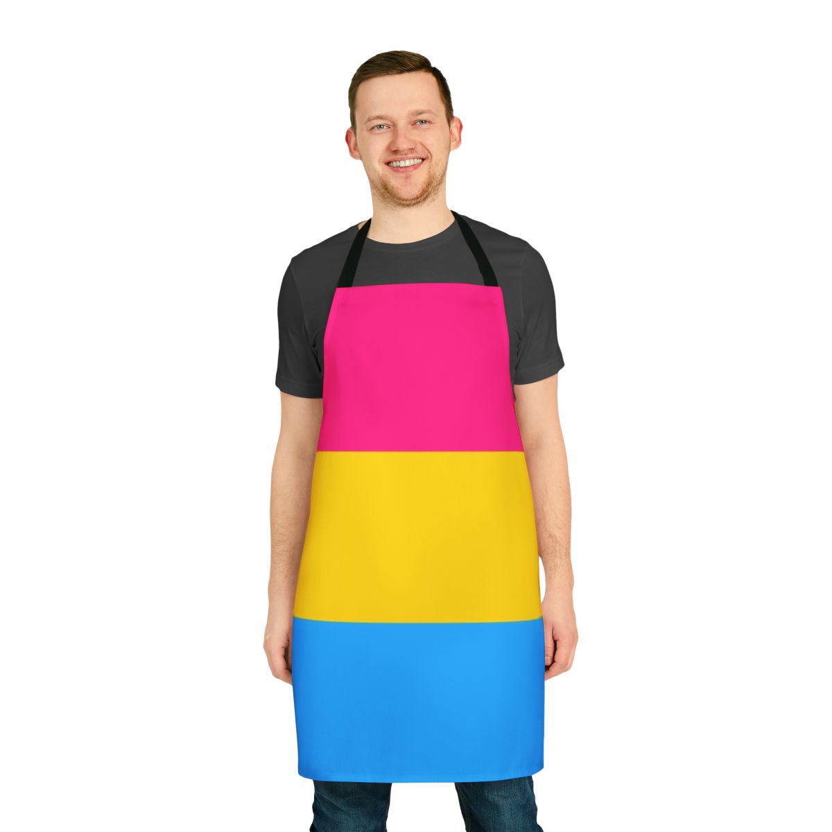 Pansexual pride flag printed on a high-quality apron for the kitchen