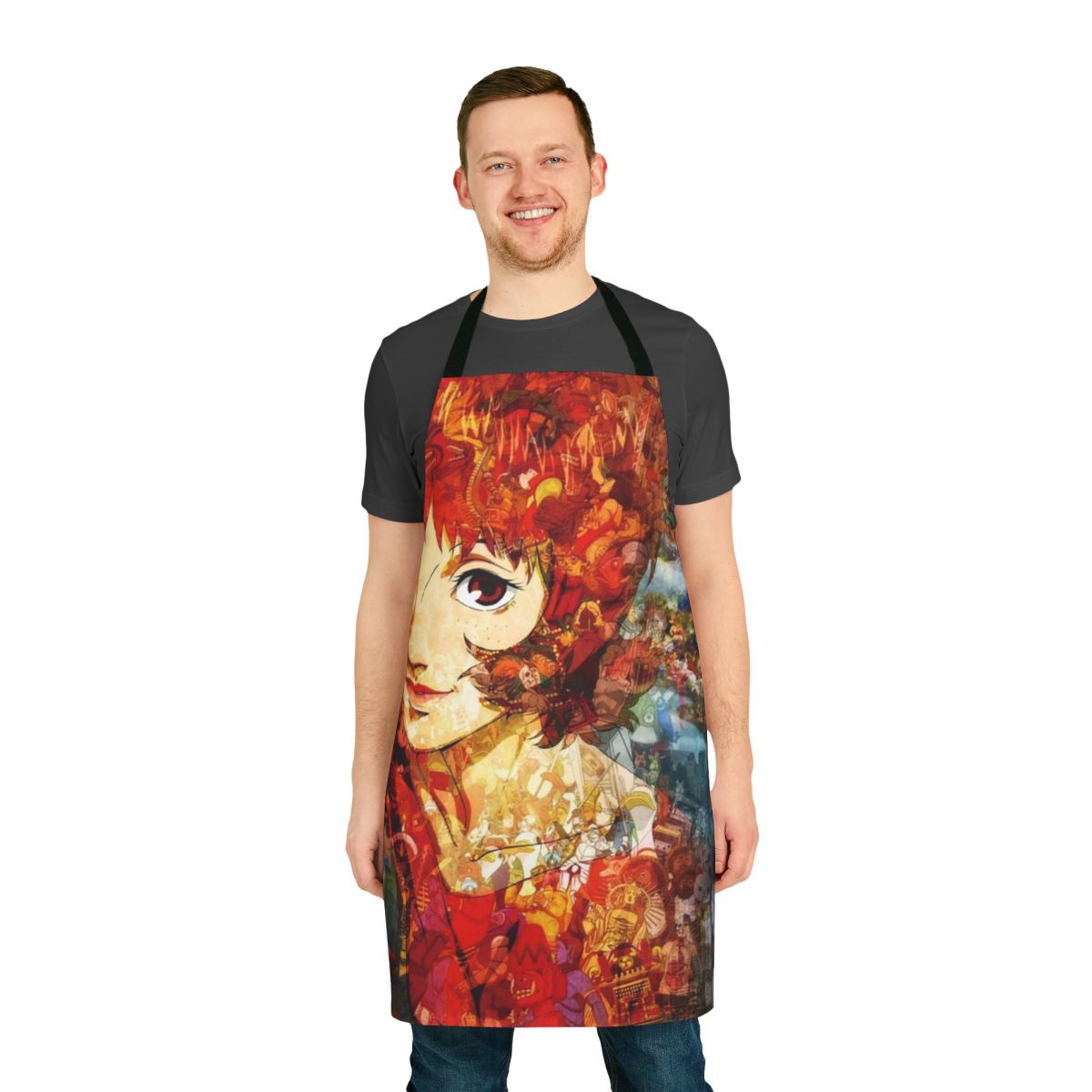 Paprika-colored apron with a stylish design, perfect for the kitchen or as an anime-inspired accessory.