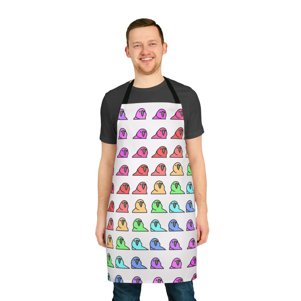 Colorful parrot conga party apron with vibrant pop art design