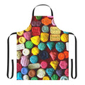 Colorful apron with psychedelic pattern and social media icons
