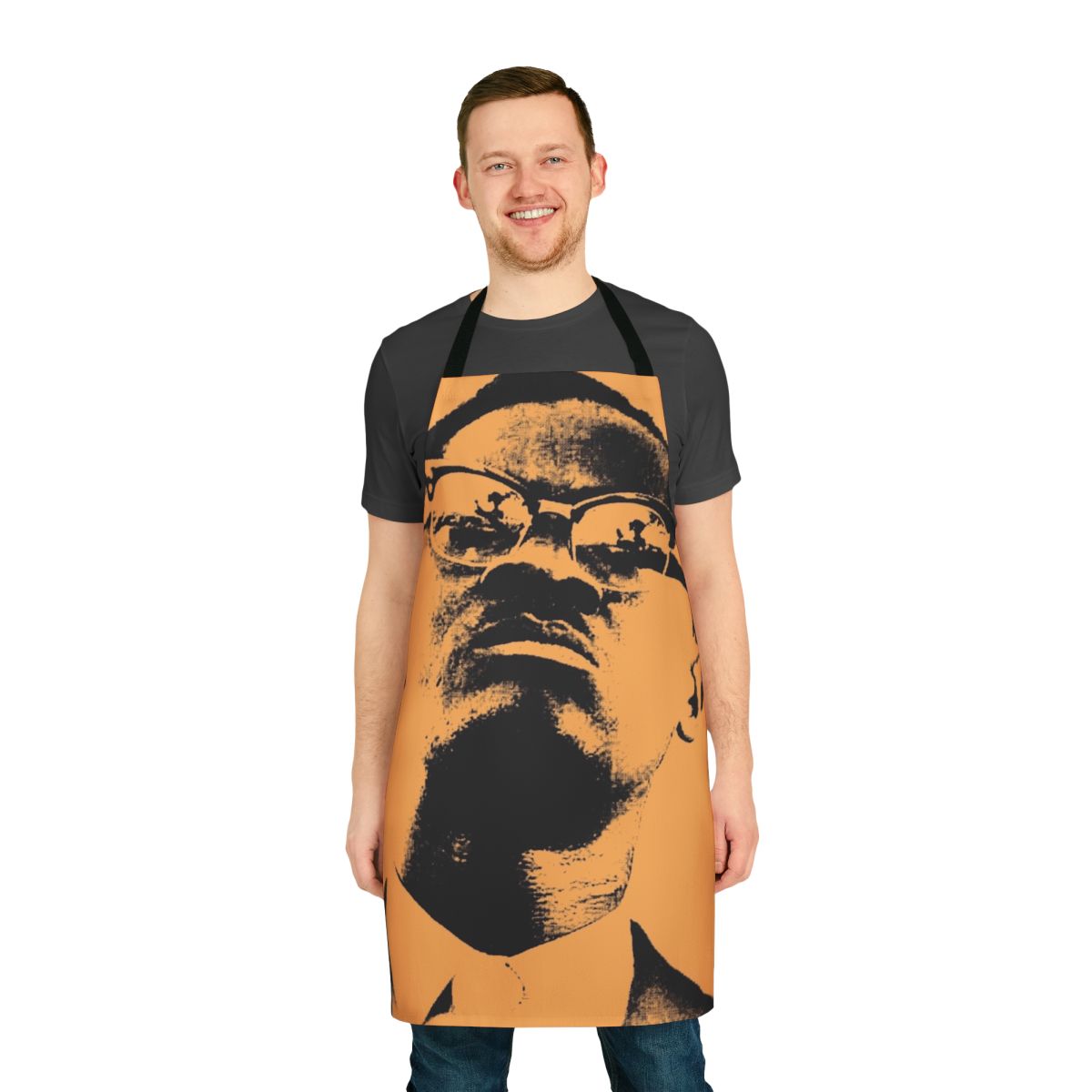 Colorful pop art style apron featuring the image of Patrice Lumumba, the first democratically elected leader of the Congo.