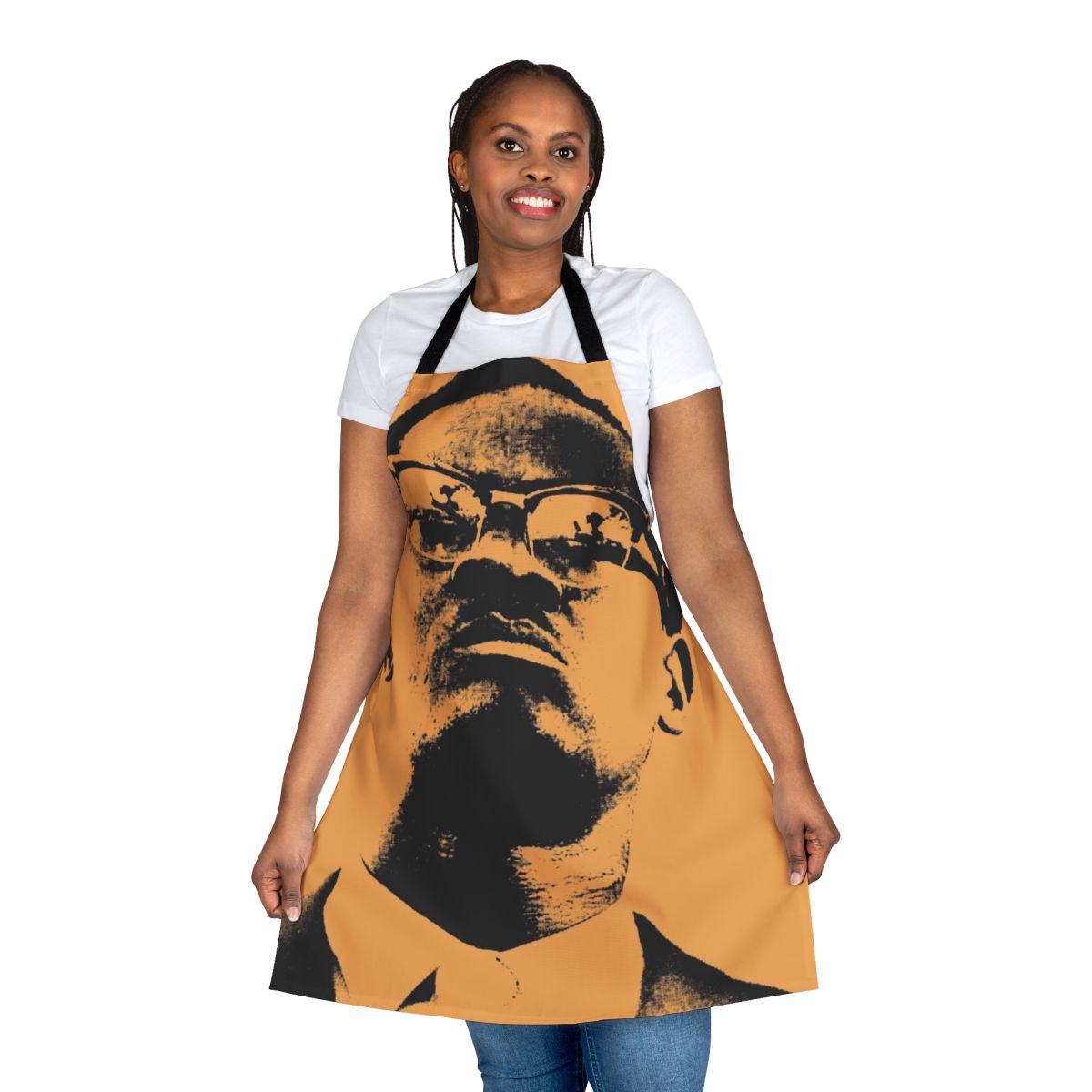 Colorful pop art style apron featuring the image of Patrice Lumumba, the first democratically elected leader of the Congo.
