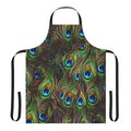 Colorful peacock feather pattern on a high-quality kitchen apron