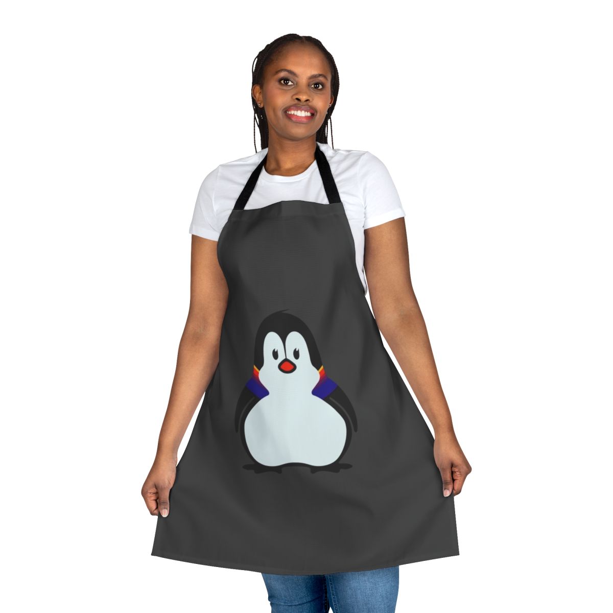 Penguin apron with colorful, abstract legendary animal artwork