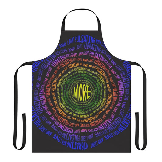 A colorful apron featuring vibrant, pulsating artwork inspired by the band Phish.