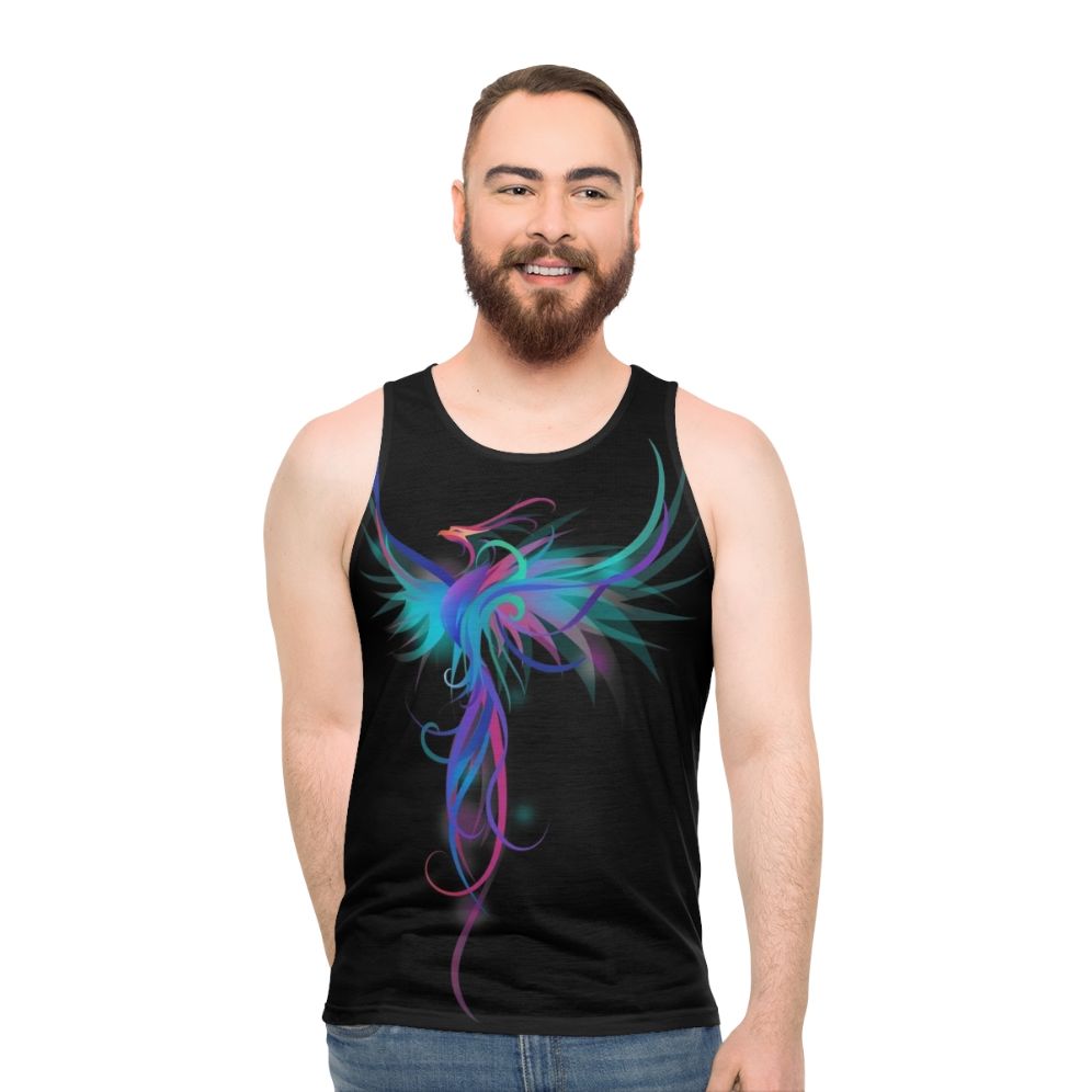 Colorful phoenix bird abstract art unisex tank top