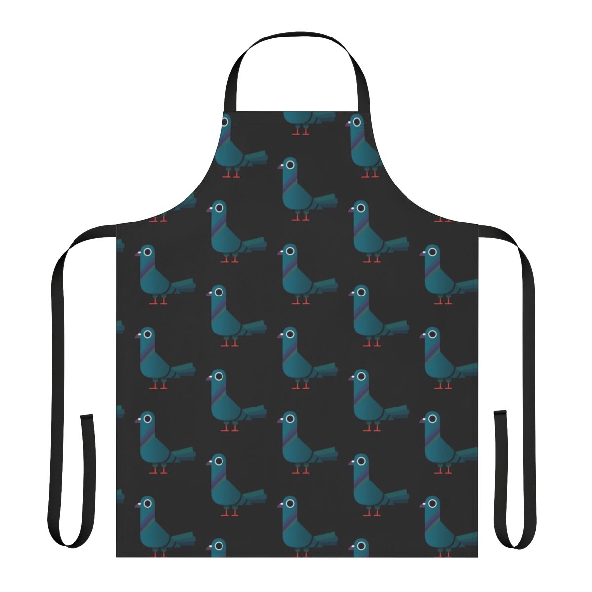 Colorful apron featuring an illustrated pigeon design