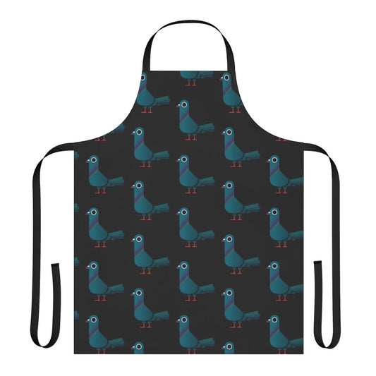 Colorful apron featuring an illustrated pigeon design