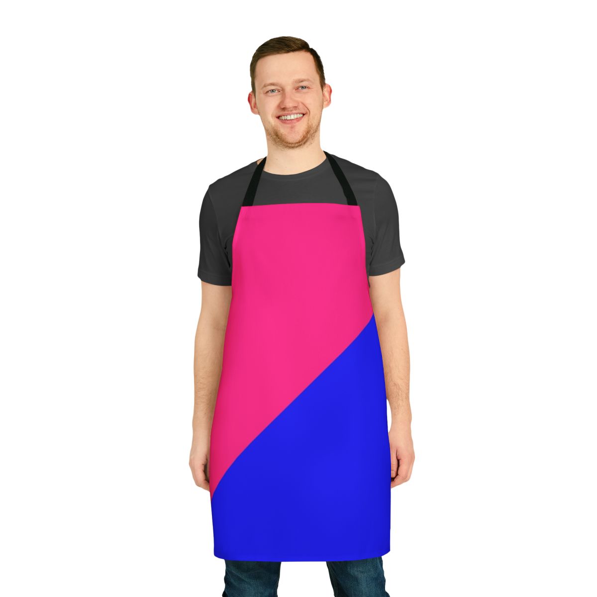 Colorful half and half apron in pink and blue colors
