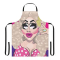Trixie Mattel-inspired pink apron with bold, colorful graphics