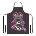 Pink apron with detailed anthropomorphic canine maw and sharp teeth design