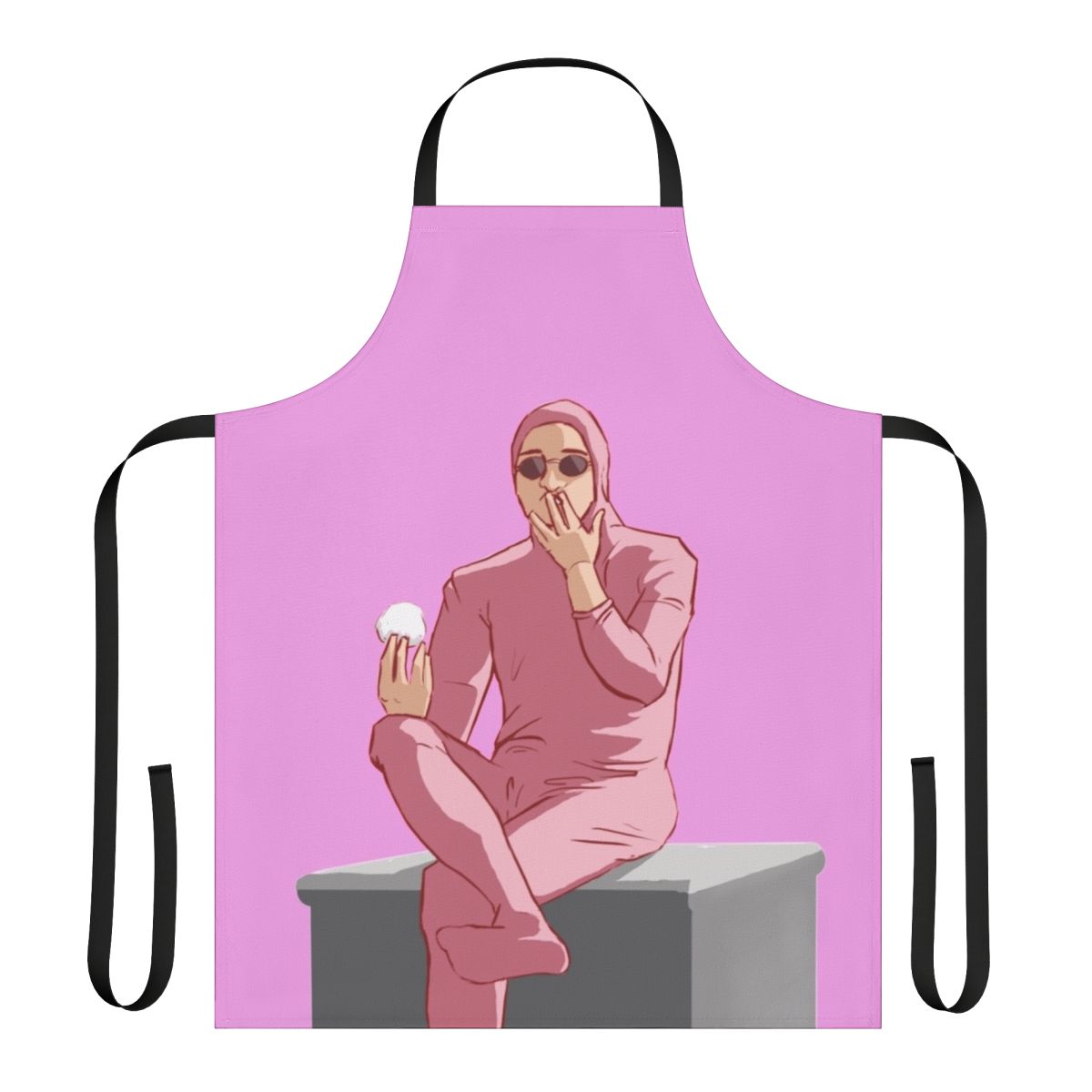 Pink Guy-inspired apron with rice ball design, perfect for fans of Filthy Frank and anime aesthetic