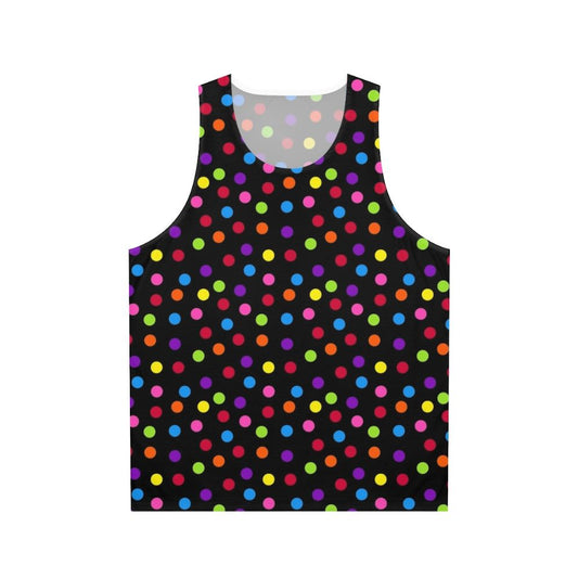 Vibrant polka dot rainbow unisex tank top