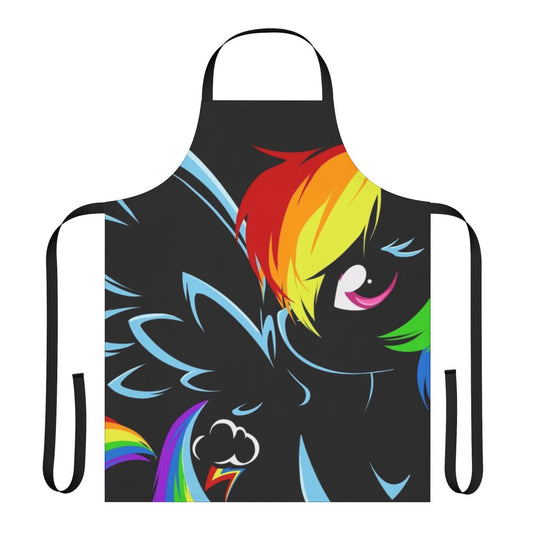 Colorful apron featuring a rainbow-themed pony design