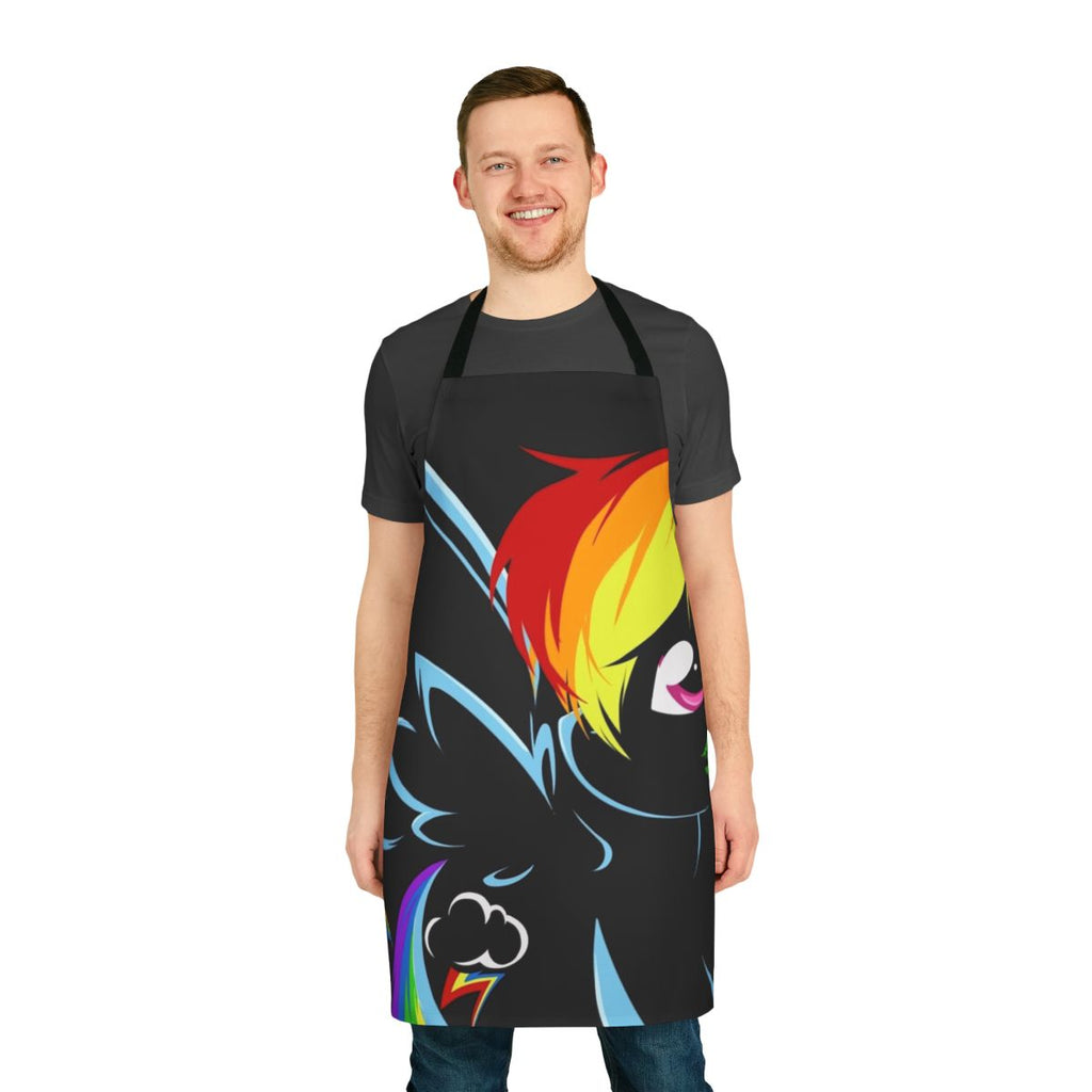 Colorful apron featuring a rainbow-themed pony design