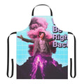 Bright, colorful apron featuring a retro, vaporwave-inspired design with references to The Eric Andre Show