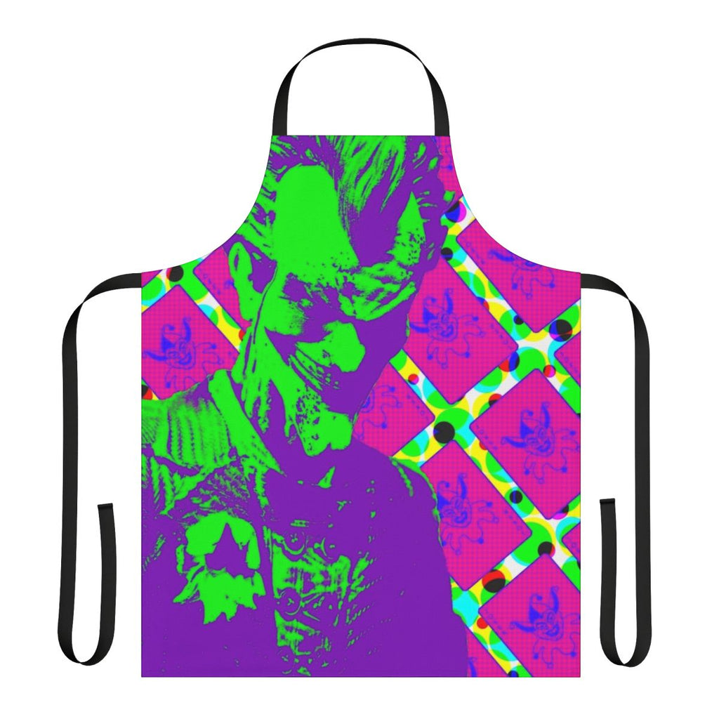 Psychedelic and vibrant pop art inspired apron featuring the clown prince of crime