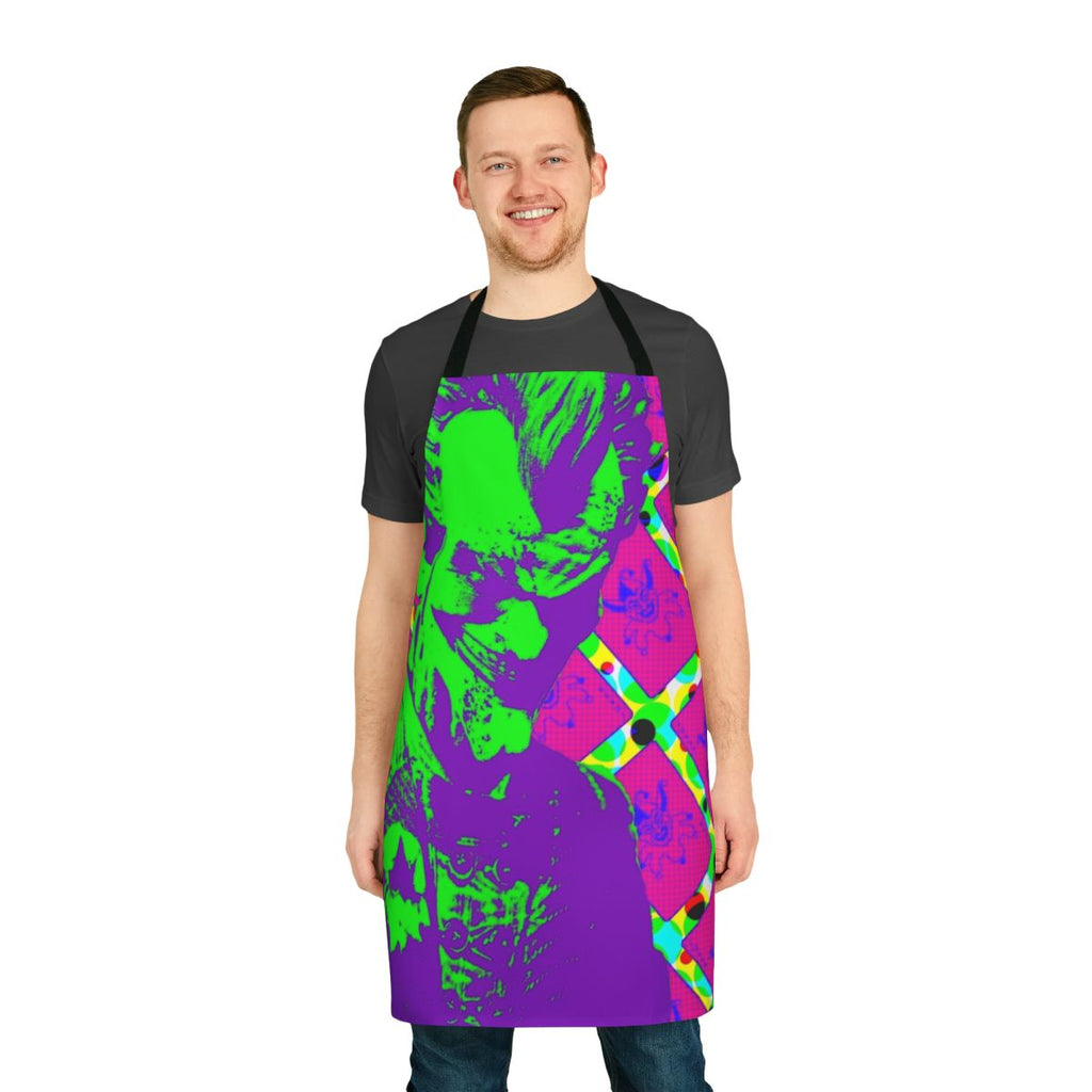 Psychedelic and vibrant pop art inspired apron featuring the clown prince of crime