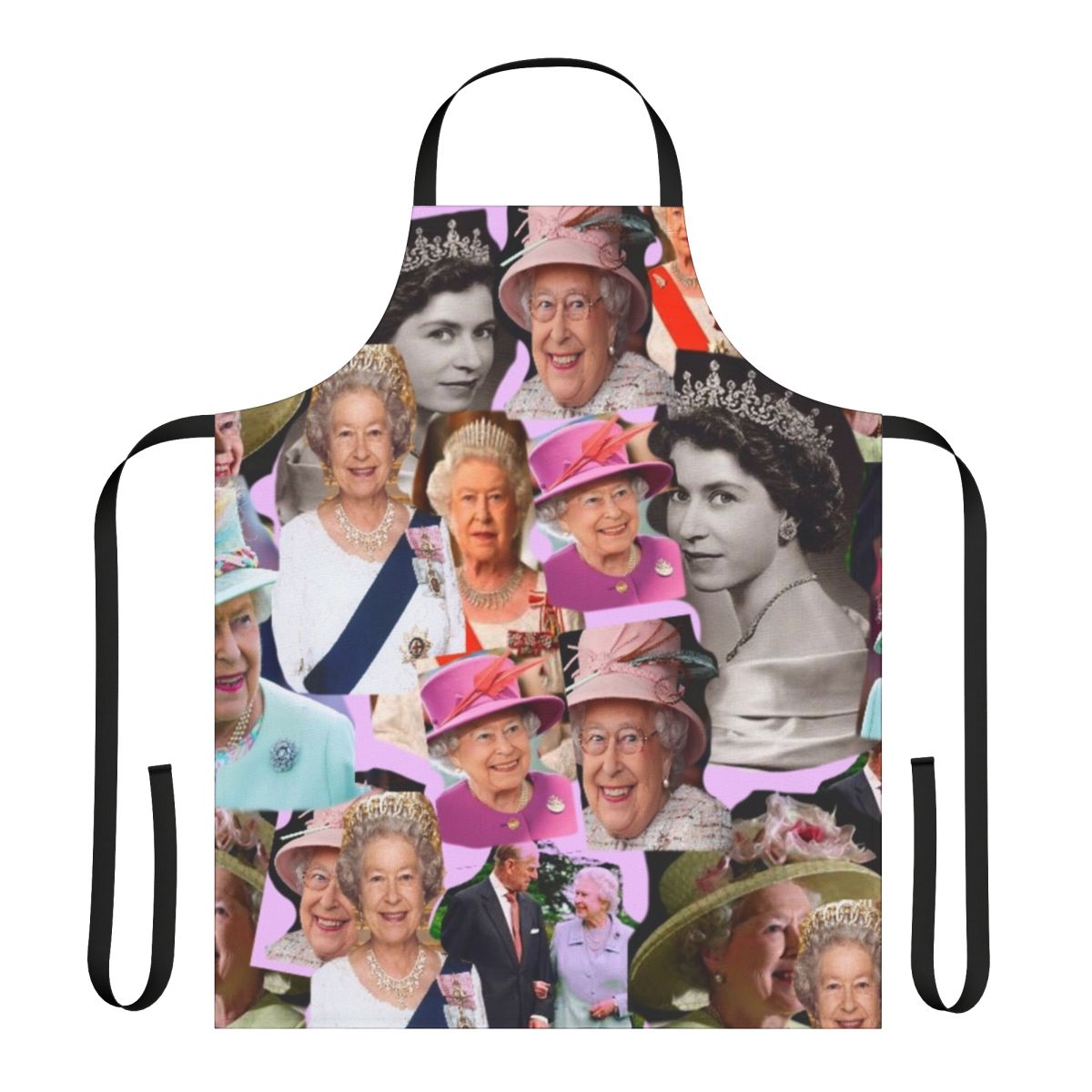 Colorful pop art portrait of Queen Elizabeth II on a high-quality kitchen apron