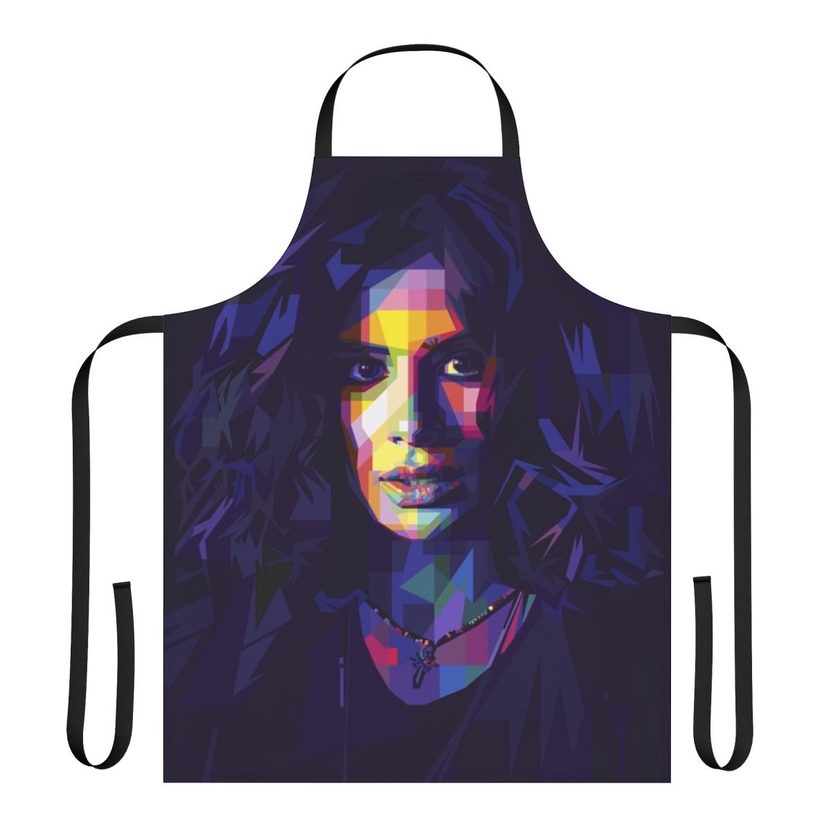 Colorful pop art style apron featuring the character Crazy Jane from the DC series Doom Patrol